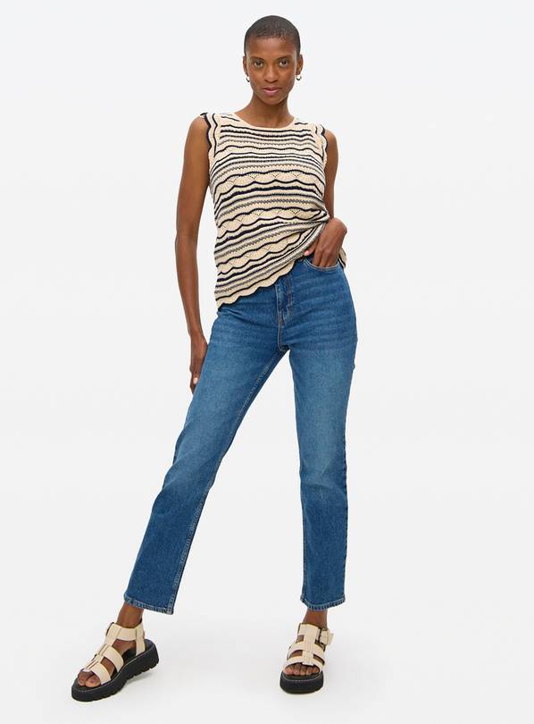 Dark Wash Denim Stovepipe Jeans 10R